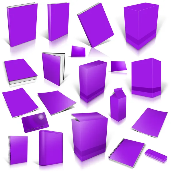 Violett 3d blank cover collection — Stockfoto