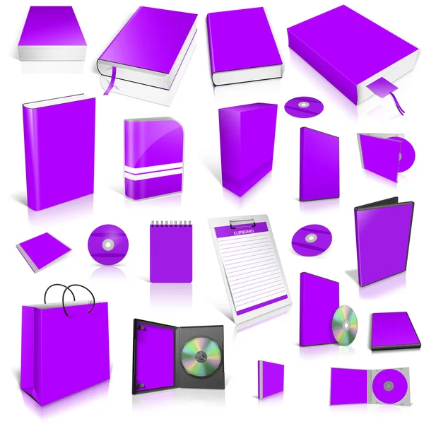 Violet 3d blank cover collection — Stock Photo, Image