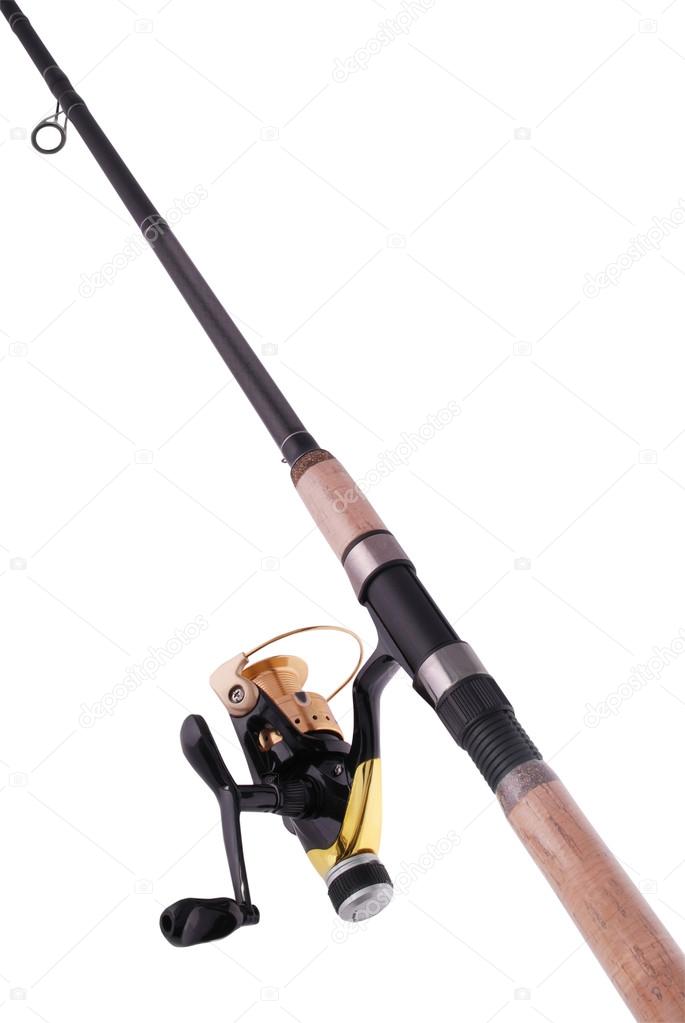 fishing rod, reel (Clipping path)