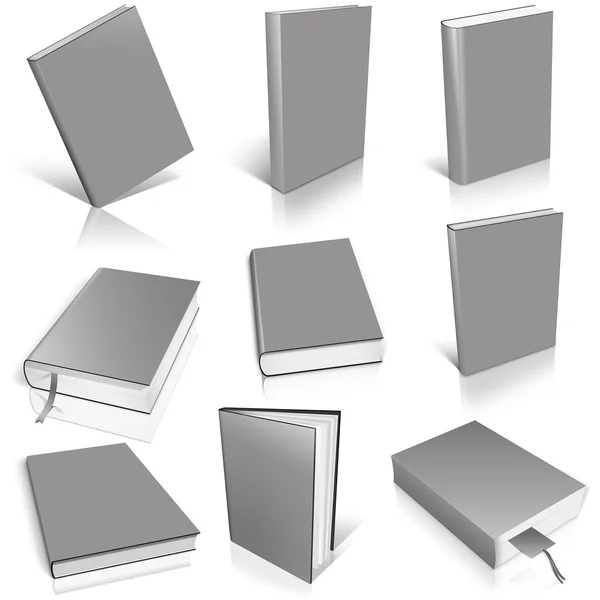 Nine grey empty book template — Stock Photo, Image