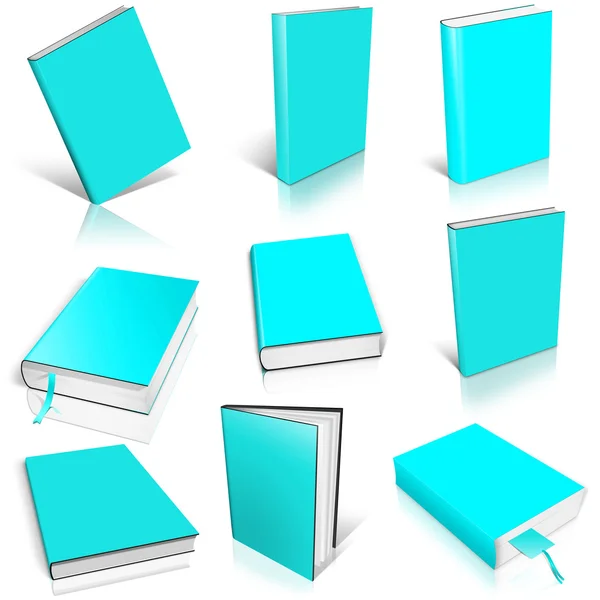 Nine cyan empty book template — Stock Photo, Image