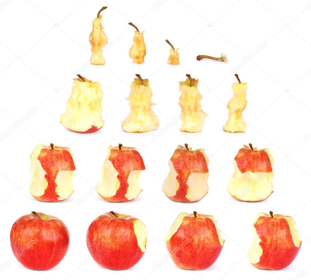Timeline of eating an Apple (Clipping path)