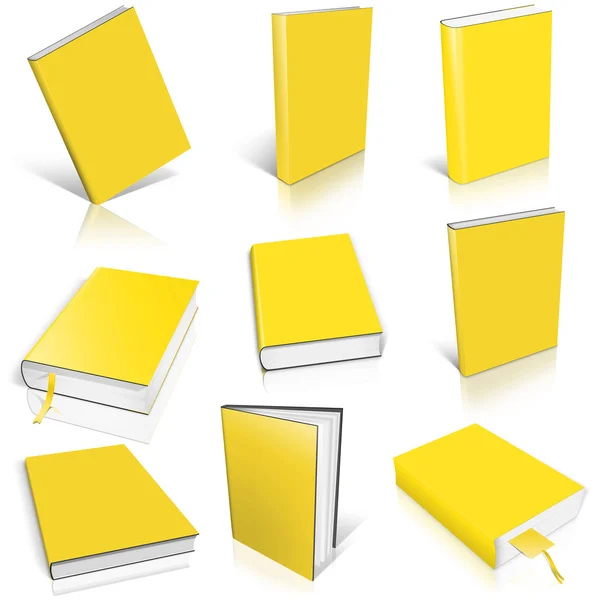 Devět žlutá kniha prázdné šablony — Stock fotografie