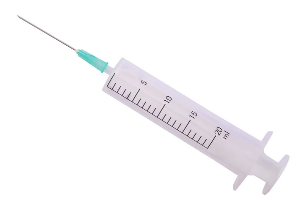Syringe on white (Clipping path) — Stock Photo, Image