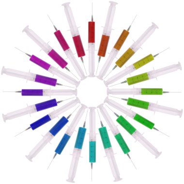 şırınga ile tıp çok renkli