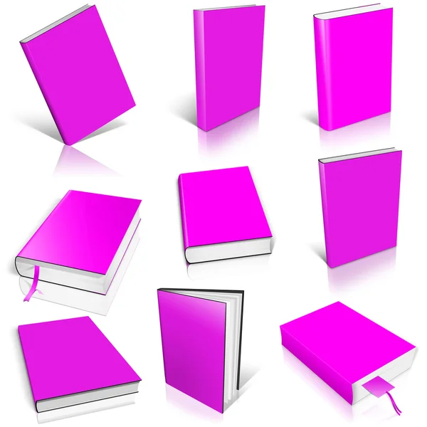 Nine magenta empty book — Stock Photo, Image