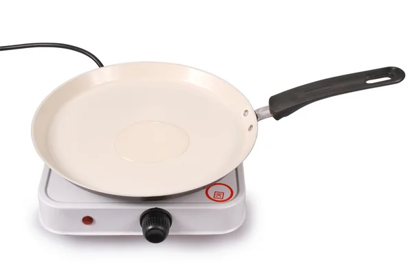 Electric portable hotplate with ceramic frying pan (Clipping pat — Stock Photo, Image