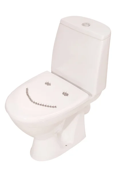 Vit WC-skål och häftstift (urklippsbana) — Stockfoto