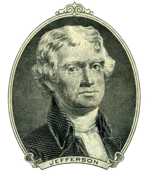 总统托马斯 · 杰斐逊肖像 （剪切路径) — 图库照片
