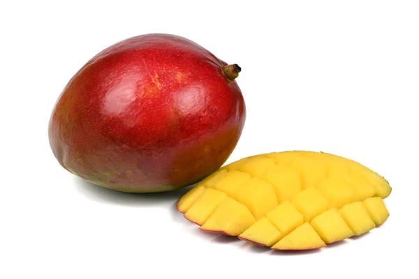 Beyaz Arka Planda Izole Edilmiş Taze Mango Meyveleri Yüksek Çözünürlüklü — Stok fotoğraf