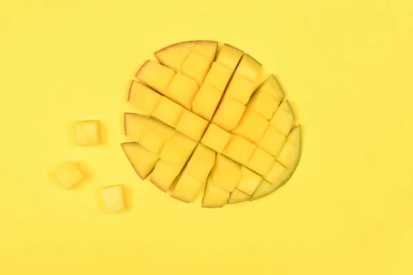 Fresh Mango Fruits Isolated Yellow Background High Resolution Photo Full — Stock Photo, Image