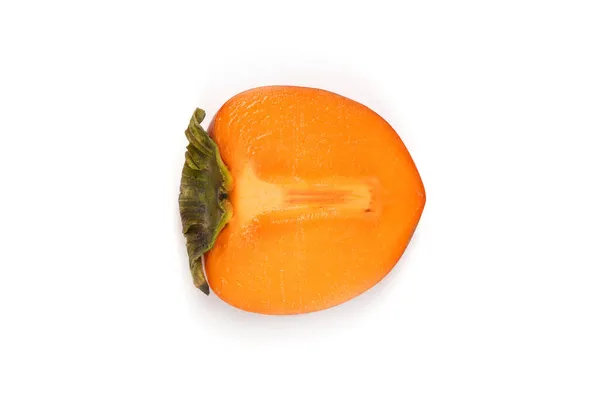 Оранжевая Зрелая Хурма Плоды Хурмы Оранжевые Фрукты Вырезаны Фото Высокого — стоковое фото
