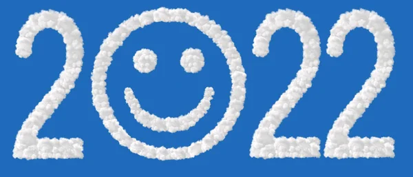 Nieuw Jaar2022 Wolken Vorm Van Letter 2022 Geïsoleerd Blauw Zero — Stockfoto
