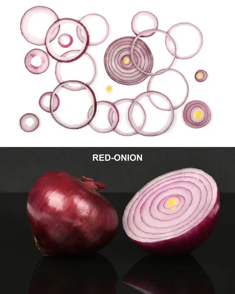 Creative Layout Made Red Onion High Resolution Photo Full Depth — Stock Photo, Image