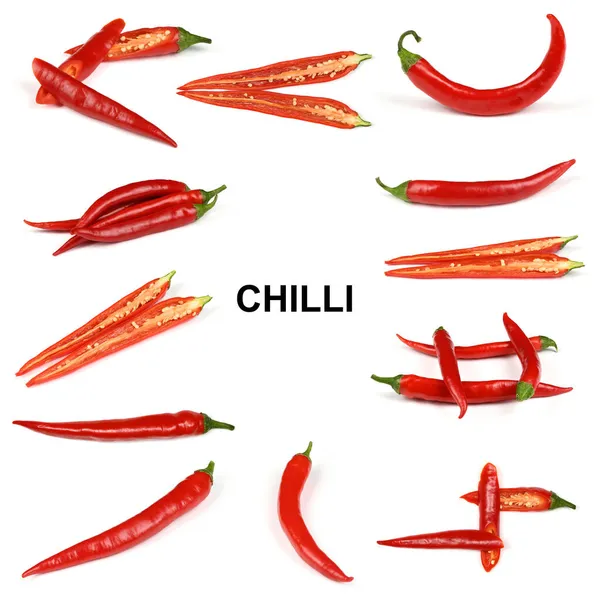 Красный Перец Чили Выделяется Белом Фоне Фото Высокого Разрешения Полная — стоковое фото
