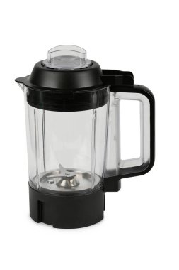 Bıçaklı elektrikli blender kasesi, beyaz arka planda izole mutfak ekipmanları. Yüksek çözünürlüklü. Tam alan derinliği.