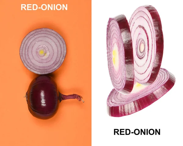 Creative Layout Made Red Onion High Resolution Photo Full Depth — Stock Photo, Image