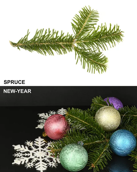 Creatieve Lay Out Gemaakt Van Sparren Tak Kerst Decoraties Hoge — Stockfoto