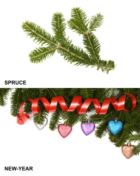 Creatieve Lay Out Gemaakt Van Sparren Tak Kerst Decoraties Hoge — Stockfoto