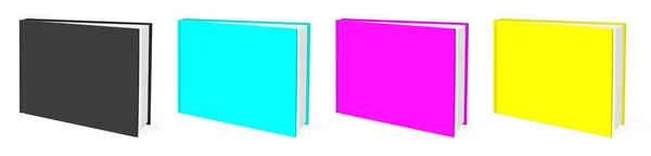 Blank Book Mockup Cmyk Shadow Isolated White Illustration Rendering — Stock Photo, Image