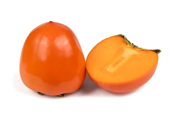 Narancs Érett Datolyaszilva Persimmon Gyümölcs Orángután Gyümölcs Szelet Kivágva Nagy — Stock Fotó