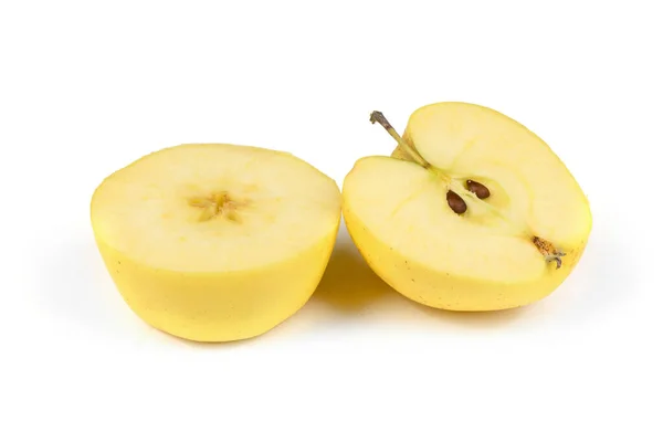 Gelber Apfel Isoliert Auf Weiß Foto Hoher Auflösung Volle Schärfentiefe — Stockfoto
