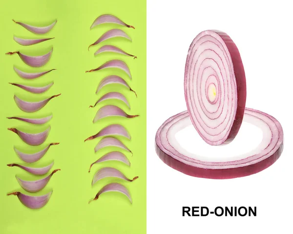 Creative Layout Made Red Onion High Resolution Photo Full Depth — Stock Photo, Image