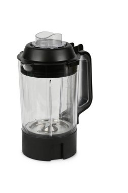 Bıçaklı elektrikli blender kasesi, beyaz arka planda izole mutfak ekipmanları. Yüksek çözünürlüklü. Tam alan derinliği.