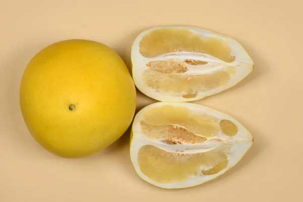 Perfectly Retouched Pomelo Beige Background High Resolution Photo Full Depth — Stock Photo, Image