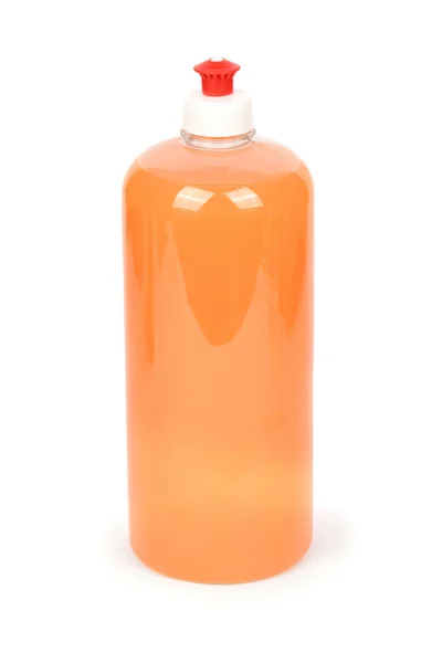 Plastic Fles Met Vloeibare Zeep Witte Achtergrond Hoge Resolutie Foto — Stockfoto