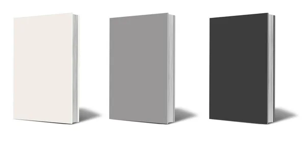 Blank Book Mockup White Grey Black Shadow Isolated White Illustration — Stock Photo, Image