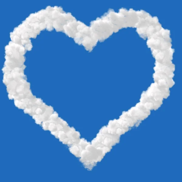 Heart Shaped Clouds Isolated Blue Background Valentine Day Joke High — Stock Photo, Image