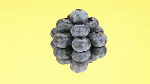 Blueberry Cermin Kuning Sisi Tampilan Gerakan Loop Putaran 360 Uhd — Stok Video