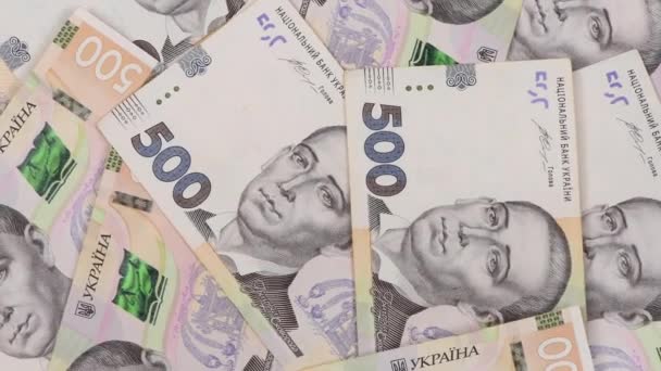 500 Uah Hryvnia Ucraniana Moneda Nacional Ucrania Vista Superior Movimiento — Vídeos de Stock