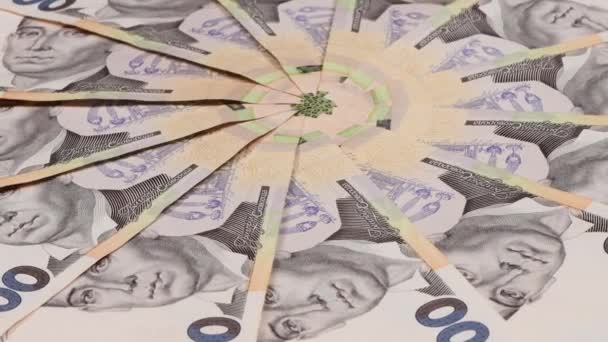 500 Uah Ukrajinská Hřivna Národní Měna Ukrajiny Hryvniové Skládají Podobě — Stock video