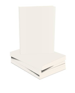 Karton kapaklı kitaplar sunum düzeni ve tasarım için boş beyaz şablon. 3 boyutlu görüntüleme. Dijital olarak oluşturulmuş resim. Beyaz arkaplanda izole.