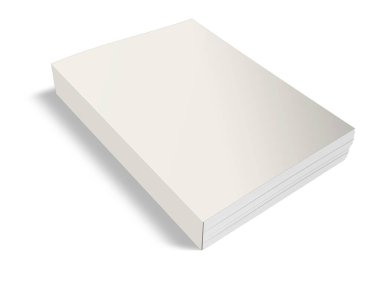 Karton kapaklı kitaplar sunum düzeni ve tasarım için boş beyaz şablon. 3 boyutlu görüntüleme. Dijital olarak oluşturulmuş resim. Beyaz arkaplanda izole.