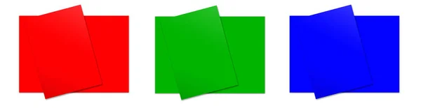 三本Rgb手册空白模板红色 绿色和蓝色 用于演示布局和设计 3D渲染 数字生成的图像 因白人背景而被隔离 — 图库照片
