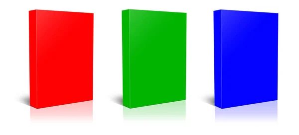 Tre Scatole Software Rgb Modello Vuoto Rosso Verde Blu Layout — Foto Stock