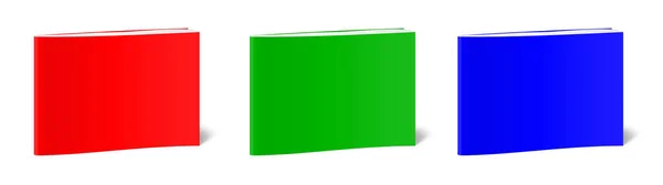 Tre Libri Rgb Brossura Modello Vuoto Rosso Verde Blu Layout — Foto Stock