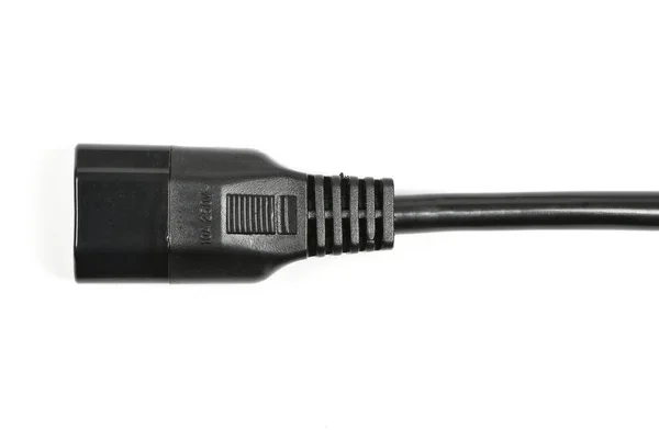 Plugue Alimentação Conector Borracha Macho Preto C14 Isolado Branco Foto — Fotografia de Stock