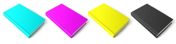 Blank Book Mockup Cmyk Shadow Isolated White Illustration Rendering — Stock Photo, Image