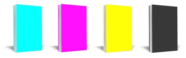 Blanco Boek Model Cmyk Met Schaduw Geïsoleerd Wit Illustratie Rendering — Stockfoto