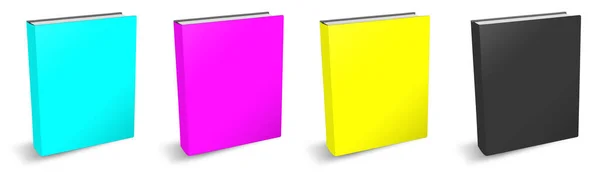 Libro Bianco Mockup Cmyk Con Ombra Isolata Sul Bianco Illustrazione — Foto Stock