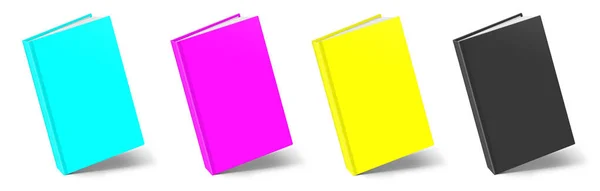 Mockup Buku Kosong Cmyk Dengan Bayangan Terisolasi Pada Warna Putih — Stok Foto