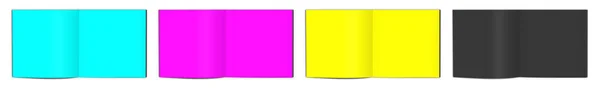 四本Cmyk平装书空白模板红色 绿色和蓝色 用于演示布局和设计 3D渲染 数字生成的图像 因白人背景而被隔离 — 图库照片