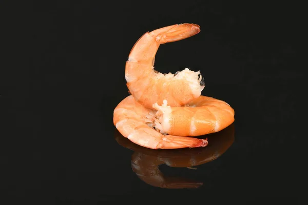 Shrimp Isolated Acrylic Black Background High Resolution Photo Full Depth — Stock Photo, Image