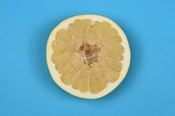 Perfectly Retouched Pomelo Blue Background High Resolution Photo Full Depth — Stock Photo, Image