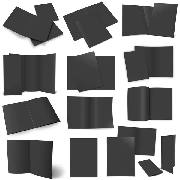 Thirteen Black Brochures Layouts Presentation Design Rendering Digitally Generated Image — Foto de Stock