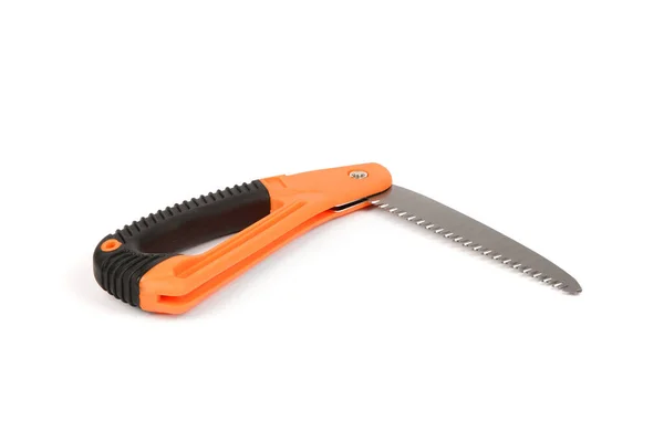 Folding Garden Saw Folded State Isolated White Background Pocket Saw — Stock Photo, Image